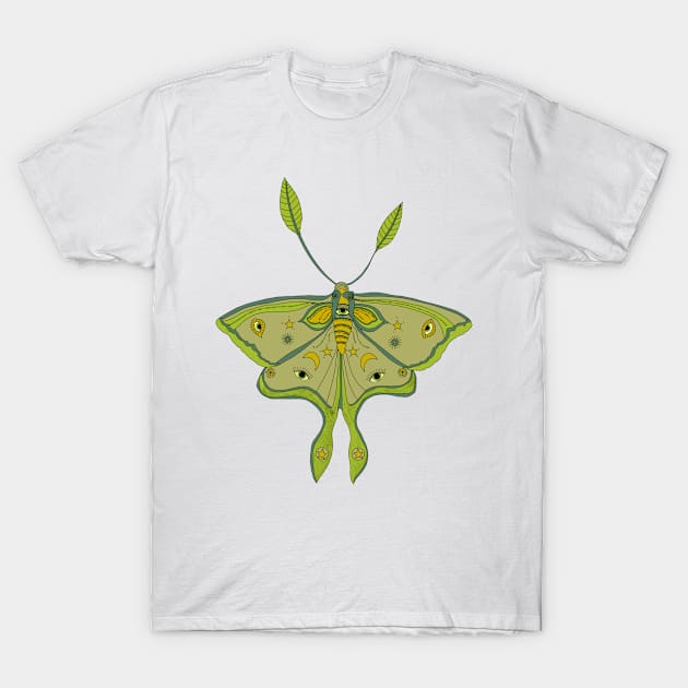 Lucky Green Luna Moth T-Shirt by Jeraluna